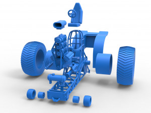 Fun short Super modified Pulling tractor Version 2 Scale 1 to 25 Model Cetak 3D