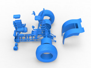 Fun short Super modified Pulling tractor Version 2 Scale 1 to 25 Model Cetak 3D