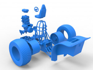 Fun short Super modified Pulling tractor Version 2 Scale 1 to 25 Model Cetak 3D