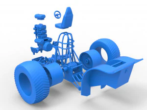 Fun short Super modified Pulling tractor Version 2 Scale 1 to 25 3D Print Model