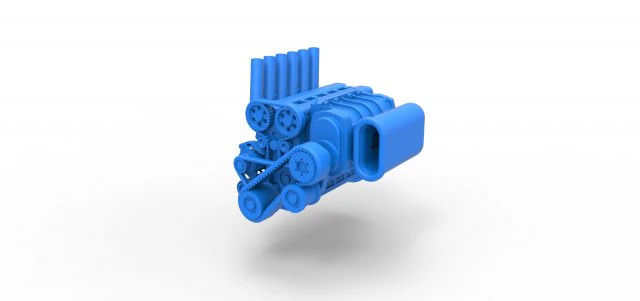 Supercharged straight-six engine Version 2 Scale 1 to 25 3D Print Model .c4d .max .obj .3ds .fbx .stl .blend 