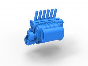 Supercharged straight-six engine Version 2 Scale 1 to 25 3D Print Model