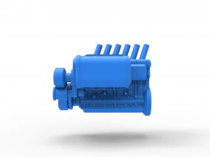 Supercharged straight-six engine Version 2 Scale 1 to 25 3D Print Model