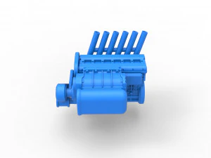 Supercharged straight-six engine Version 2 Scale 1 to 25 3D Print Model