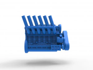 Supercharged straight-six engine Version 2 Scale 1 to 25 3D Print Model