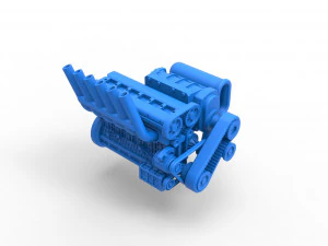 Supercharged straight-six engine Version 2 Scale 1 to 25 3D Print Model