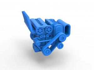 Supercharged straight-six engine Version 2 Scale 1 to 25 3D Print Model