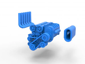 Supercharged straight-six engine Version 2 Scale 1 to 25 3D Print Model