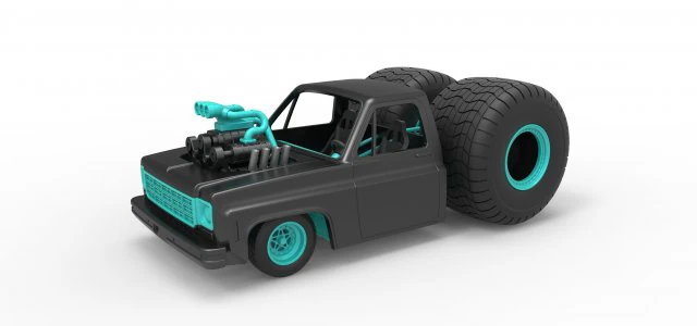 Concept dragster truck Scale 1 to 25 3D Print Model .c4d .max .obj .3ds .fbx .stl .blend 
