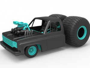 Diecast Concept dragster truck Scale 1 to 25 3D Print Model