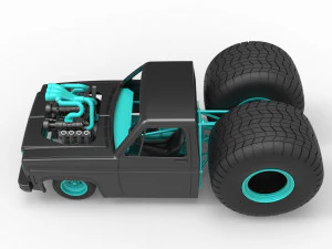 Concept dragster truck Scale 1 to 25 3D Print Model