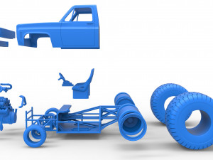 Concept dragster truck Scale 1 to 25 3D Print Model