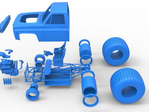 Concept dragster truck Scale 1 to 25 3D Print Model