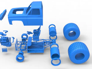 Concept dragster truck Scale 1 to 25 3D Print Model