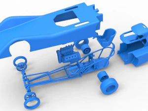 Front engine old school dragster with shell Version 6 Scale 1 to 25 3D Print Model