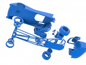 Front engine old school dragster with shell Version 6 Scale 1 to 25 3D Print Model