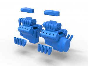 Engine 2 V8 Scale 1 to 25 3D Print Model