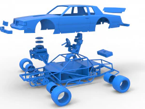 Vintage Asphalt Modified stock car Scale 1 to 25 3D Print Model