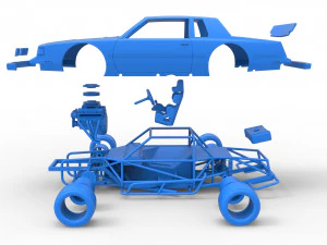 Vintage Asphalt Modified stock car Scale 1 to 25 3D Print Model