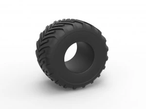 Monster Jam tire 23 Scale 1 to 25 3D Print Model