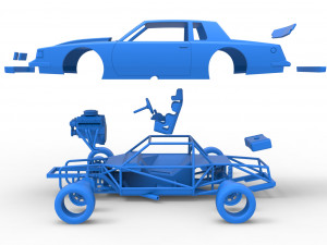 Vintage NASCAR race car Scale 1 to 25 Modello di stampa 3D
