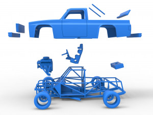 Vintage NASCAR race truck Scale 1 to 25 3Dプリントモデル