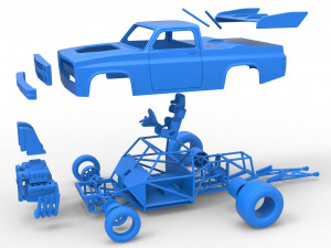 Dragster truck Scale 1 to 25 Model do druku 3D