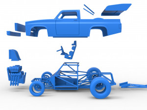 Dragster truck Scale 1 to 25 Model do druku 3D