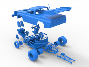 Dragster truck Scale 1 to 25 Model do druku 3D