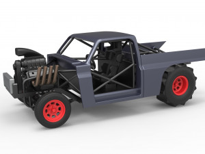 Diecast Dirt Dragster truck Scale 1 to 25 3D Print Model