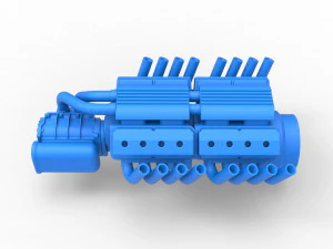 Engine 2 V8 Version 2 Scale 1 to 25 3D Print Model