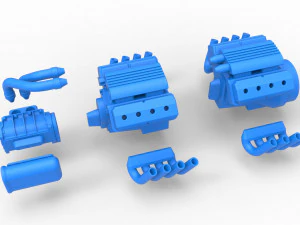 Engine 2 V8 Version 2 Scale 1 to 25 3D Print Model
