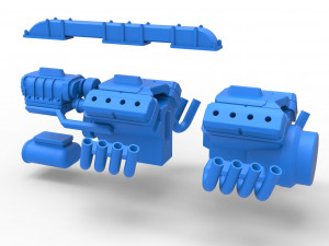 Engine 2 V8 Version 3 Scale 1 to 25 3D Print Model
