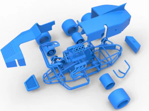 Supermodified 3-to-1 race car Scale 1 to 25 3D Print Model