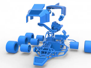 Supermodified 3-to-1 race car Scale 1 to 25 3D Print Model