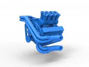 Süper Modifiye yarış arabası için Motor V8 Ölçek 1'den 25'e 3D Baskı Modeli