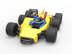 Concept race car with 6 wheels Scale 1 to 25 Modèles 3D en vedette