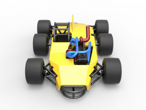 Concept race car with 6 wheels Scale 1 to 25 Modèles 3D en vedette