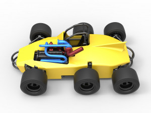 Concept race car with 6 wheels Scale 1 to 25 Modèles 3D en vedette