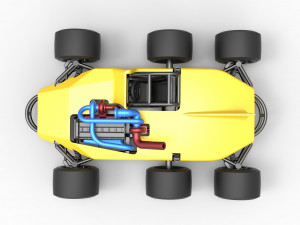 Concept race car with 6 wheels Scale 1 to 25 Modèles 3D en vedette