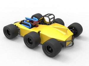 Concept race car with 6 wheels Scale 1 to 25 Modèles 3D en vedette