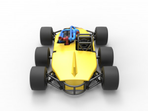 Concept race car with 6 wheels Scale 1 to 25 Modèles 3D en vedette
