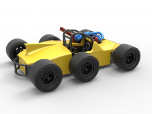 Concept race car with 6 wheels Scale 1 to 25 Modèles 3D en vedette