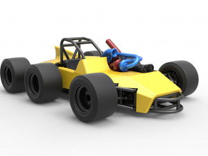 Concept race car with 6 wheels Scale 1 to 25 Modèles 3D en vedette