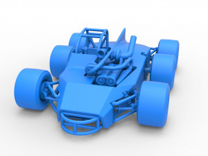 Concept race car with 6 wheels Scale 1 to 25 Modèles 3D en vedette