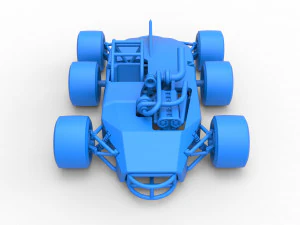 Concept race car with 6 wheels Scale 1 to 25 3D Print Model