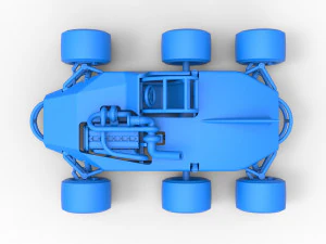 Concept race car with 6 wheels Scale 1 to 25 3D Print Model