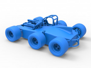 Concept race car with 6 wheels Scale 1 to 25 Modèles 3D en vedette