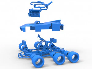 Concept race car with 6 wheels Scale 1 to 25 3D Print Model