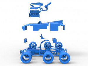 Concept race car with 6 wheels Scale 1 to 25 Modèles 3D en vedette